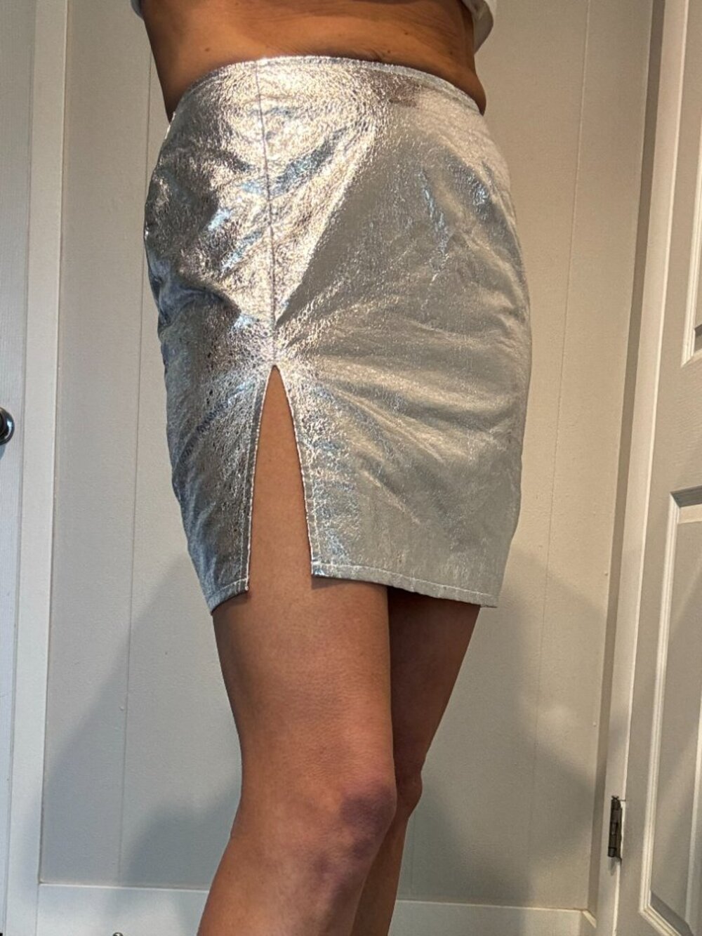 Metallic Silver Mini Skirt | Disco Glam Party